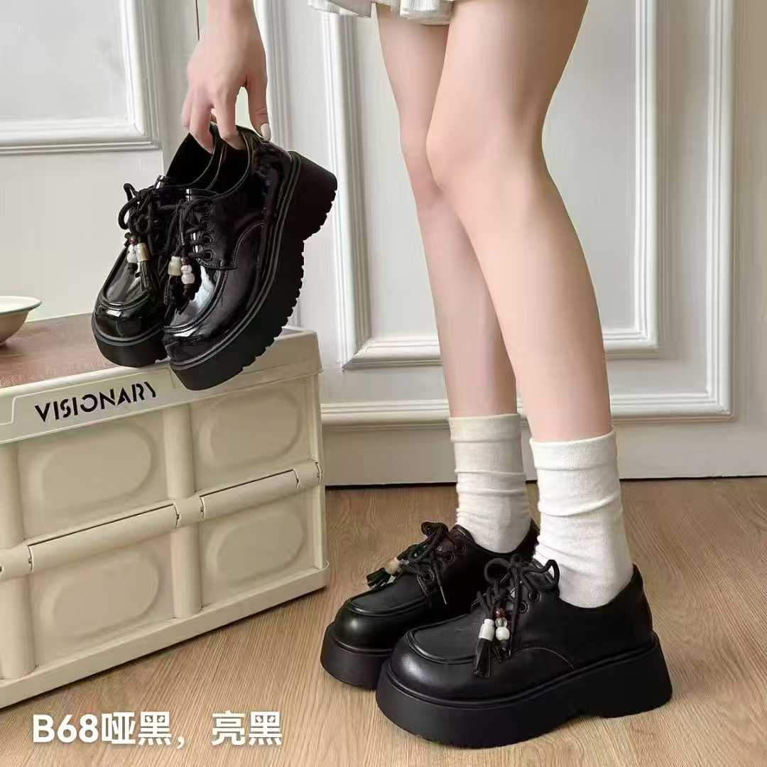 【花花专属】B68 乐福鞋浅口纯色平跟秋季交叉绑带系带
