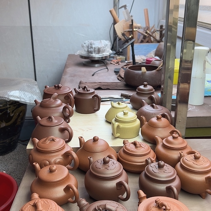 紫砂茶壶山**山底槽清半手工制作大彬如意