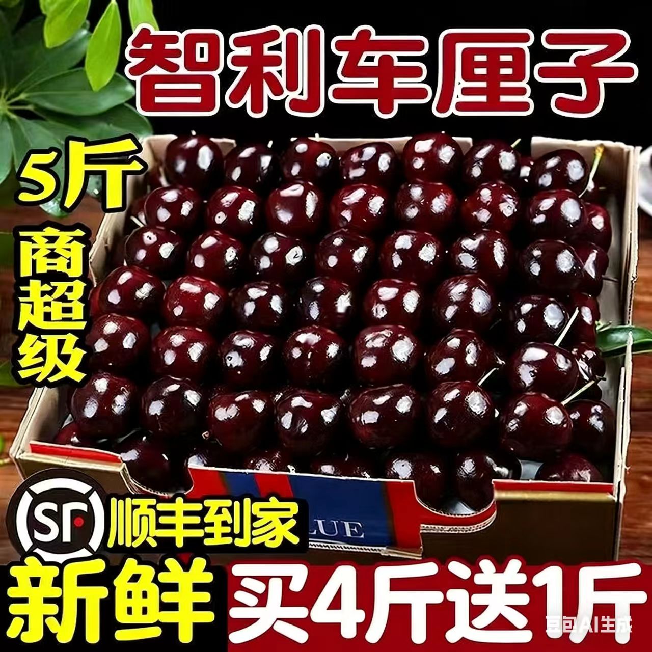 【净重】2JD-3JD-4JD加大加黑原箱智利海运进口车厘子内附果径卡