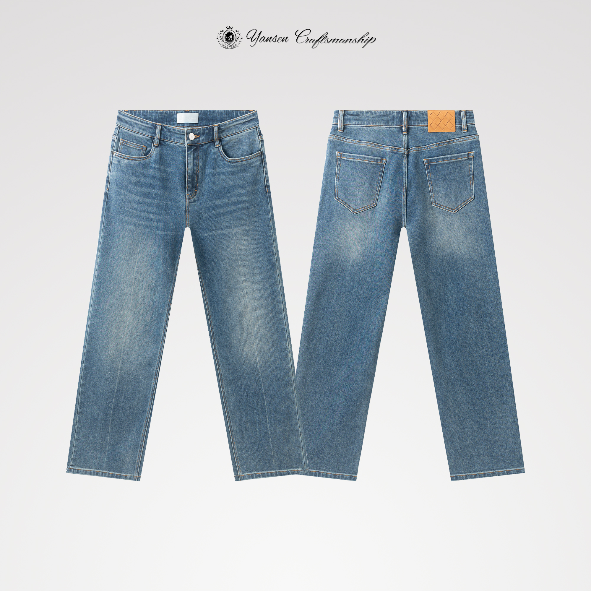 （宽松直筒） B*V 经典蓝牛 重工水洗 弹力直筒牛仔裤长裤 YSA1019