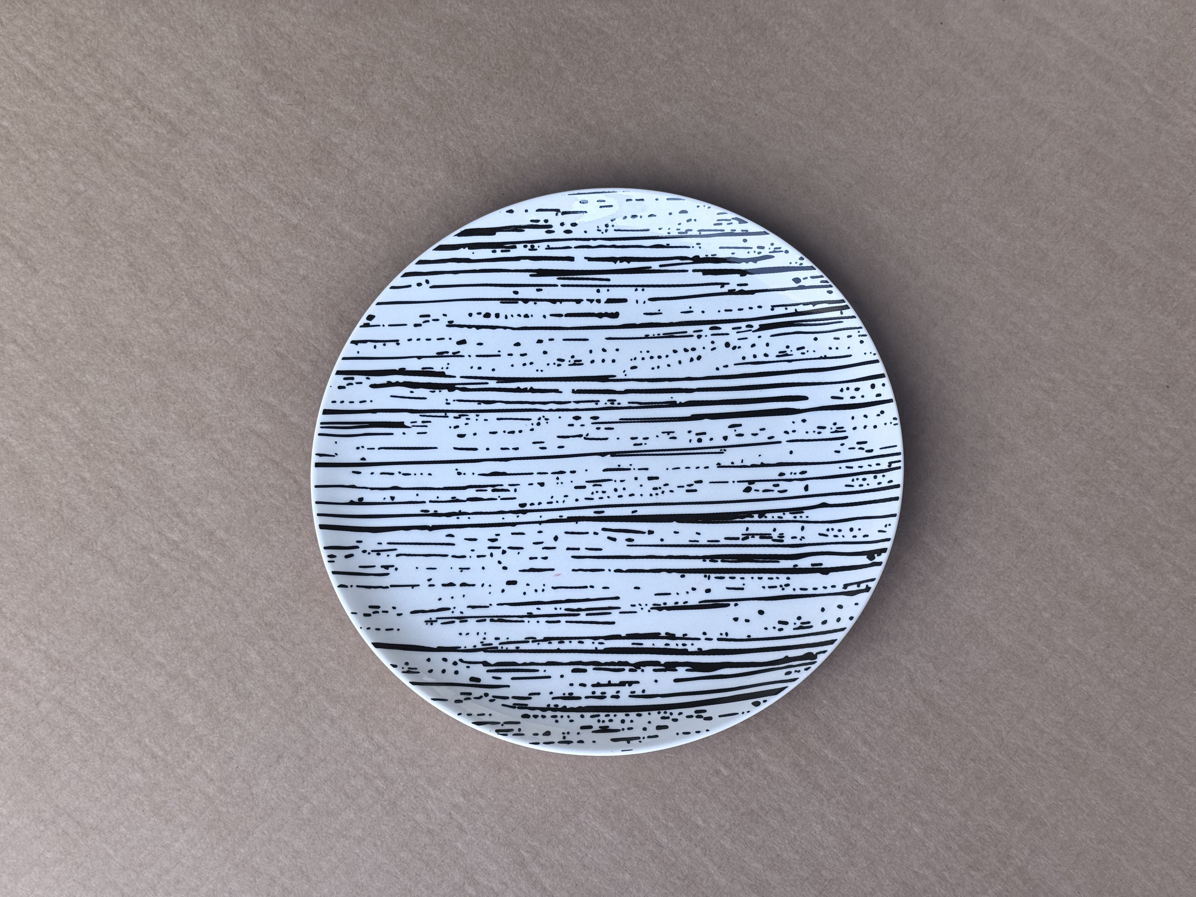 【出口款】“黑竖纹”系列陶瓷餐具 1380度高温釉下彩 平盘盘子碟子