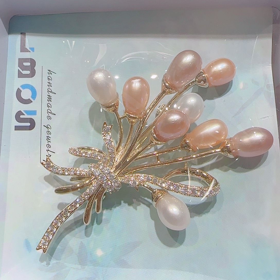 锆石铜合金925银胸针