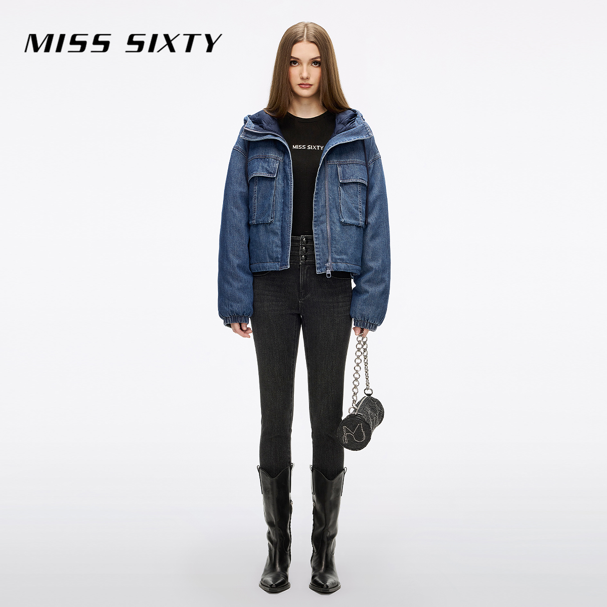 【妙妙专属】Miss Sixty2025冬季新款含羊绒牛仔裤女三环高腰显瘦修