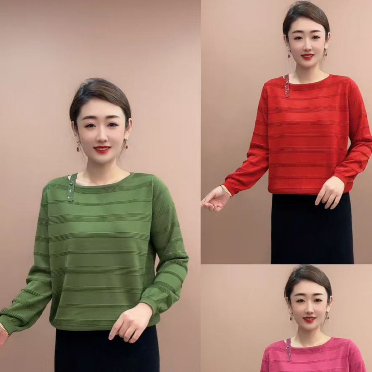 肩带钻横纹衫YL 6802