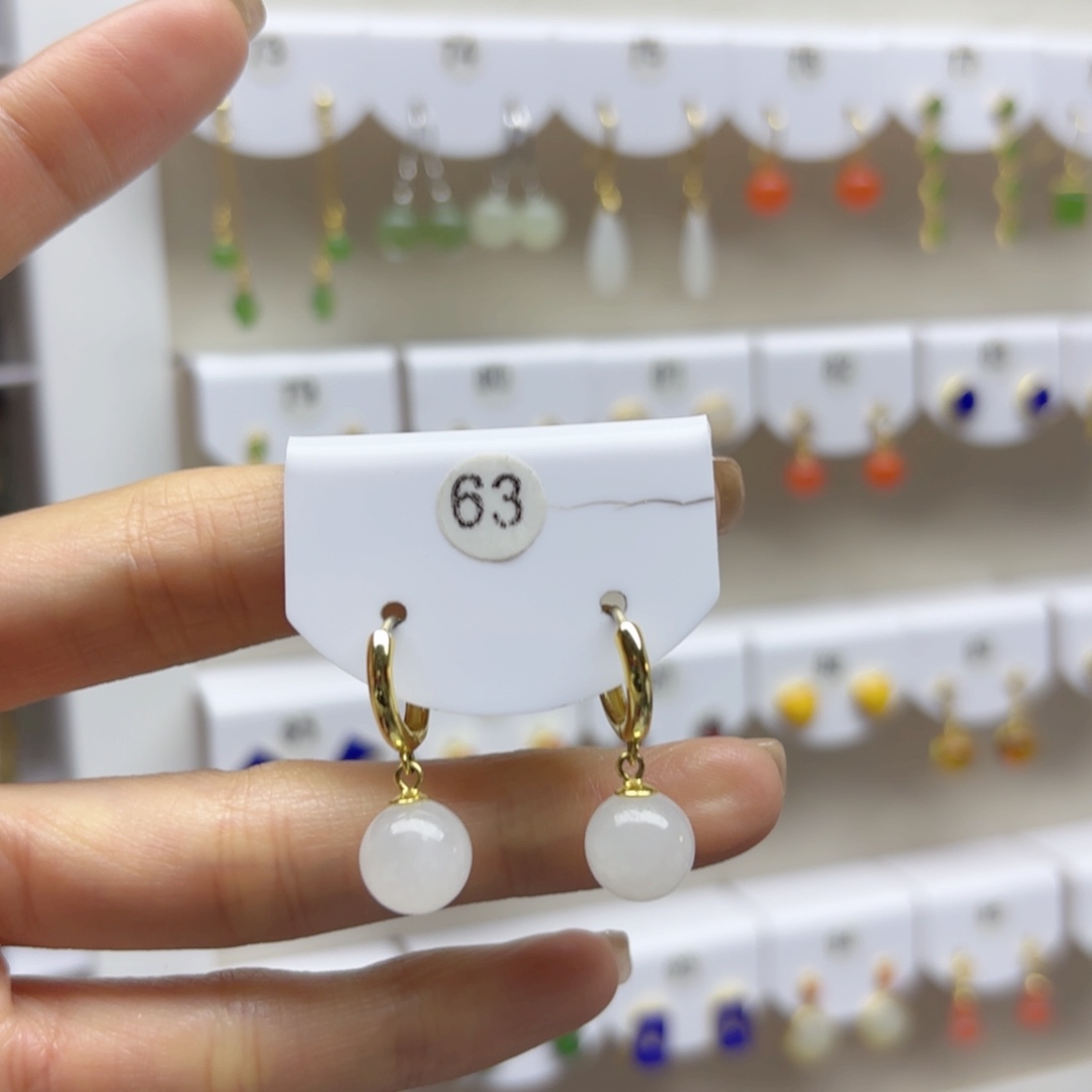 银S925镶嵌和田玉耳饰