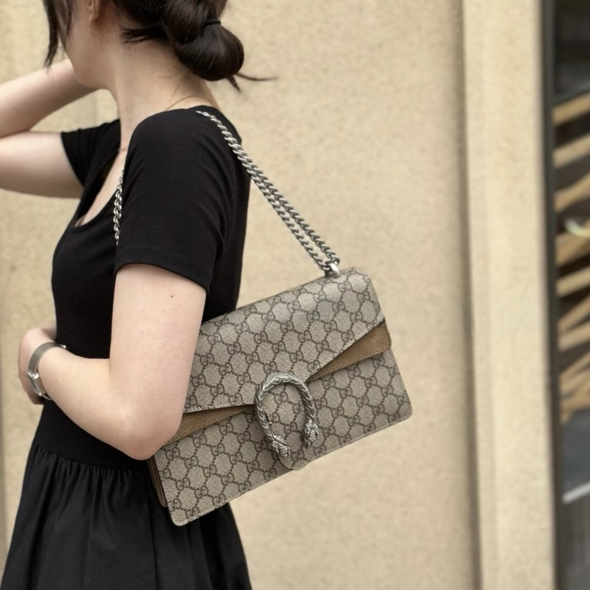 95新 GUCCI/古驰 ss3876 古驰Gucci酒神驼色链条包