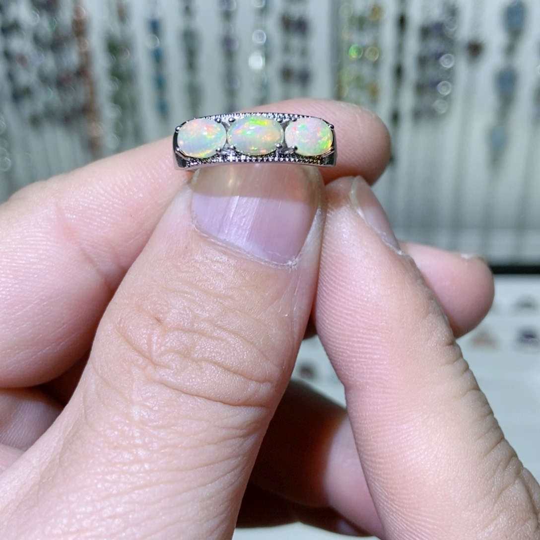 绿水晶戒指银S925镶嵌
