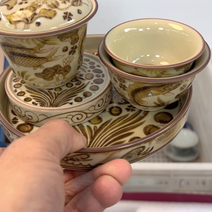 瓷片釉里金五件套qp