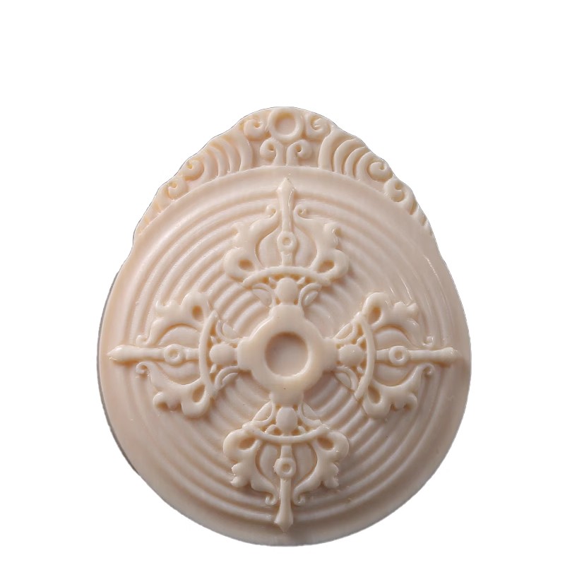 TIM猛犸象牙冰料八卦九宫牌双面手工精雕项链吊坠挂件文玩配饰