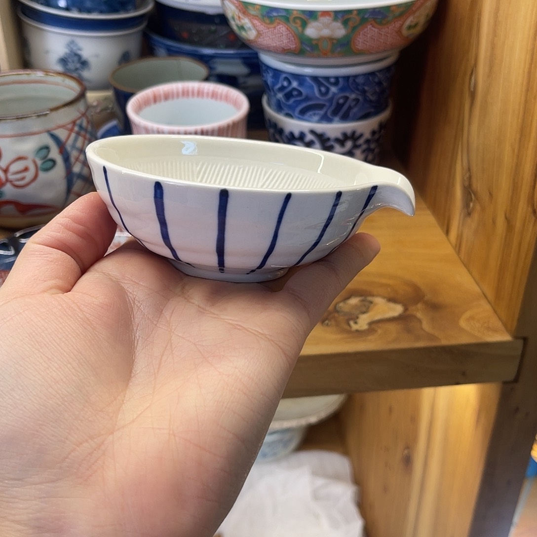 瓷片蓝色条纹研磨钵