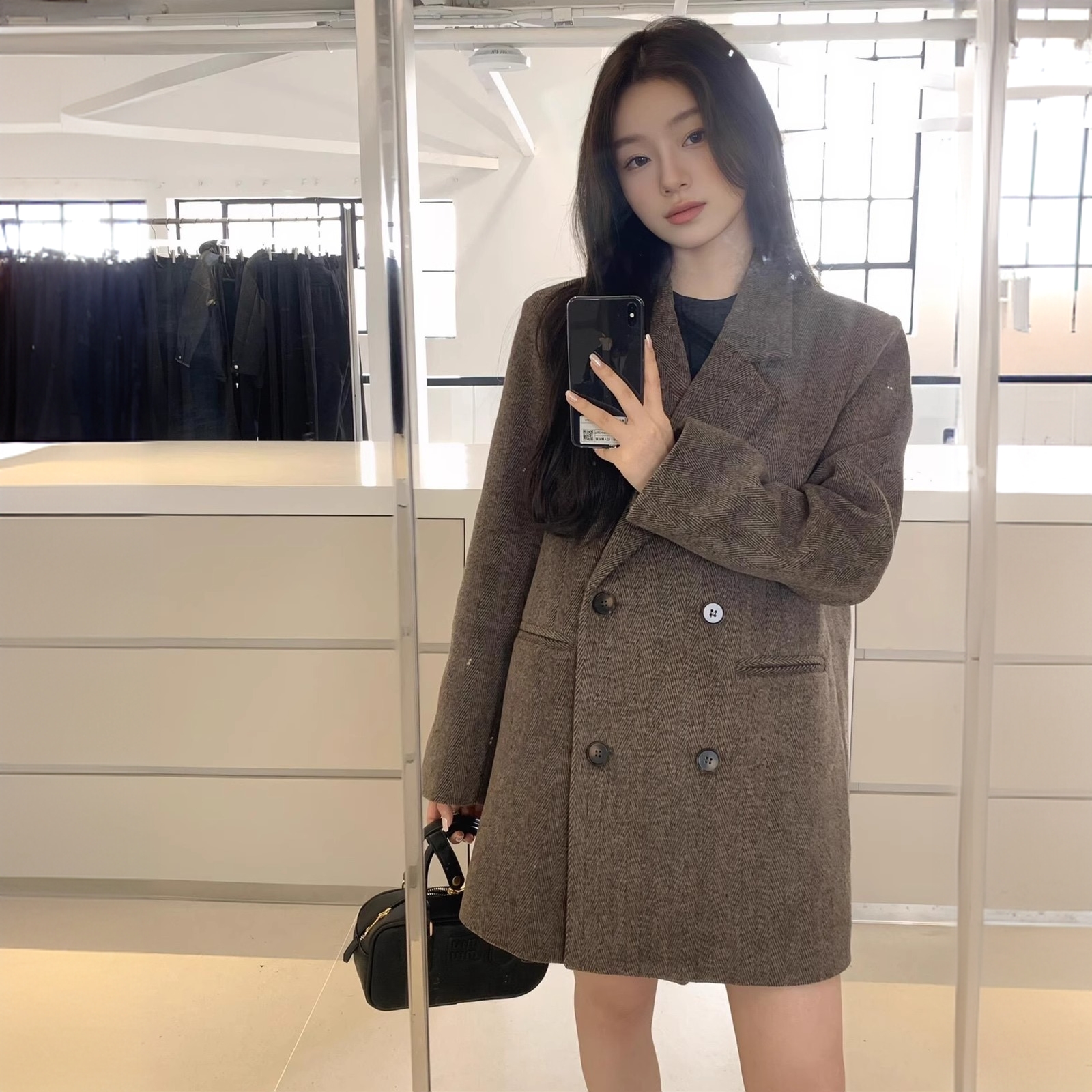 2025西装毛呢秋冬韩系呢子大衣小个子外套短款大衣外套