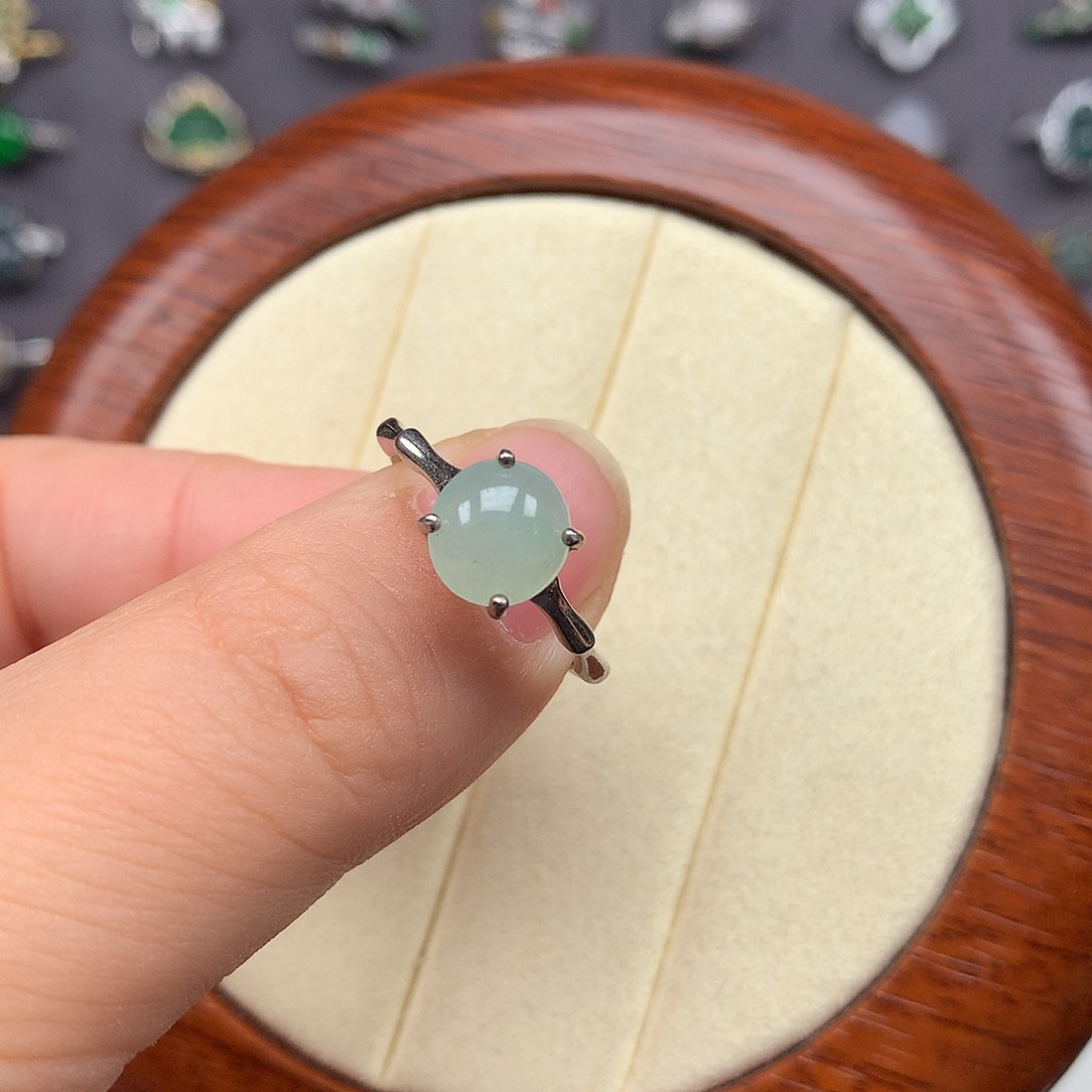 翡翠戒指银S925镶嵌戒指925