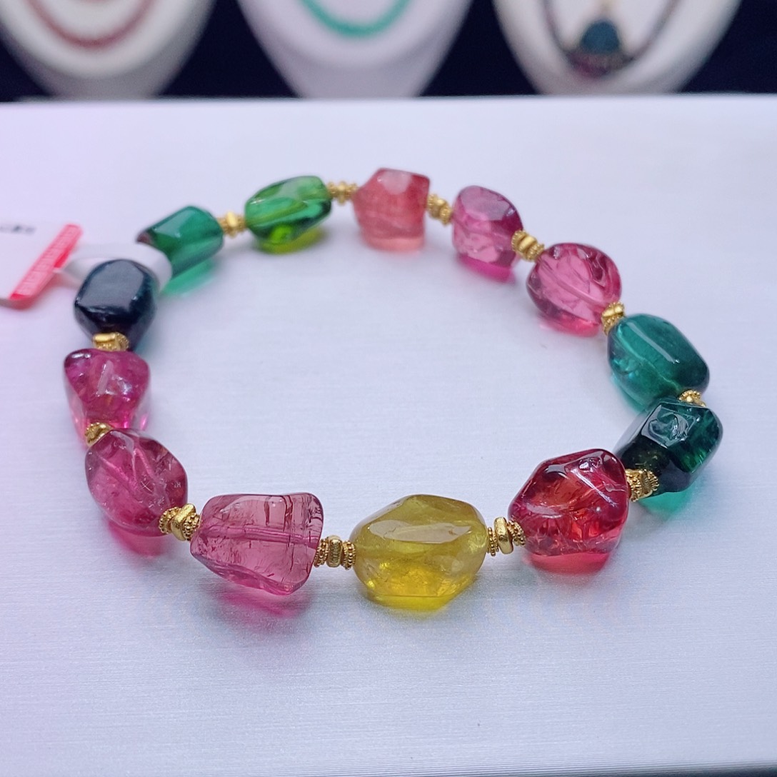 碧玺手链18K金镶嵌碧玺手链