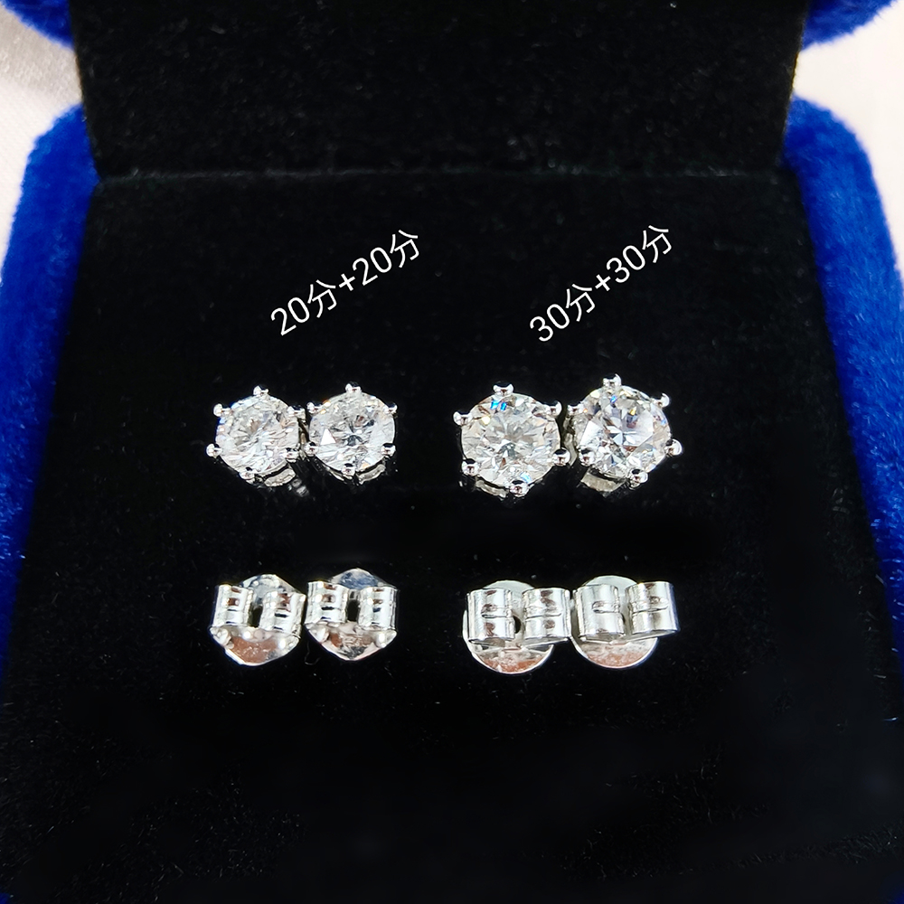 18K金六爪镶嵌天然钻石耳饰 时尚简约轻奢单钻钻石耳钉