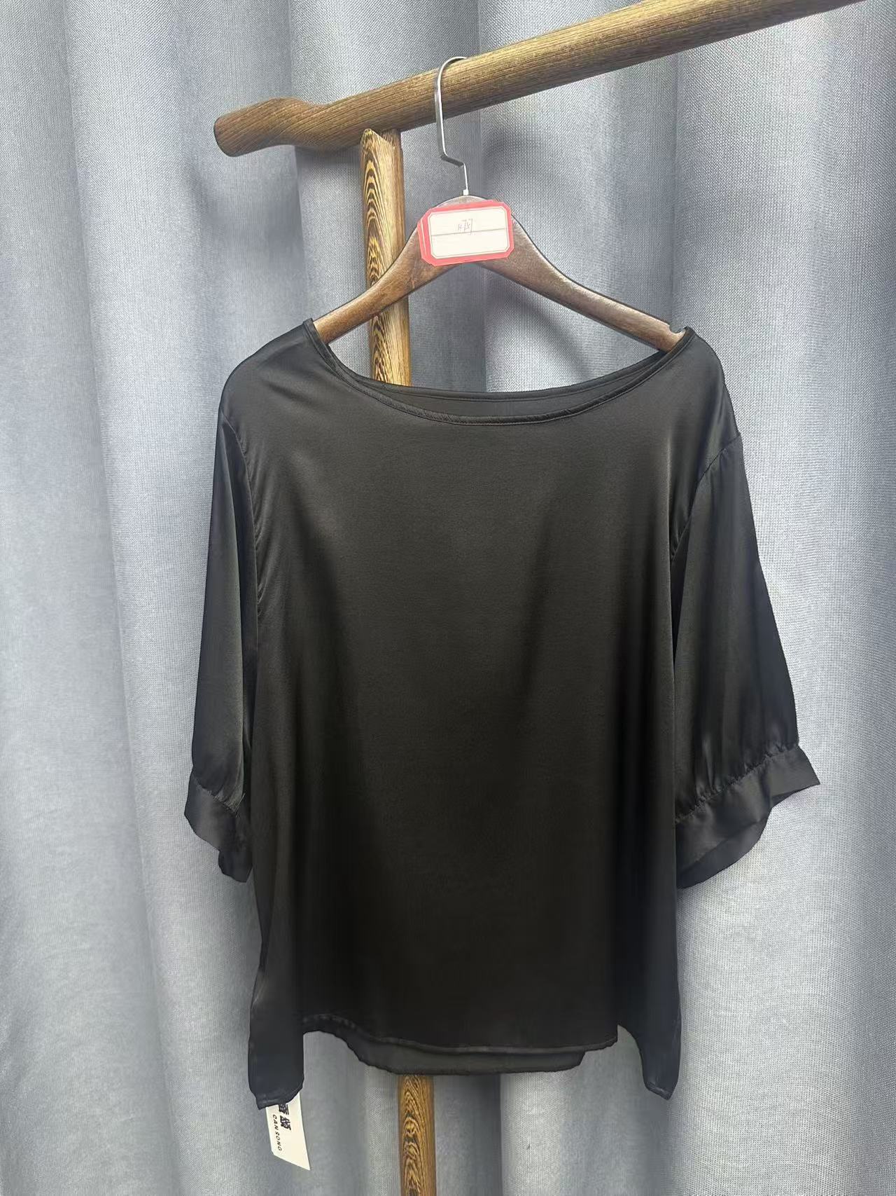 （瑕疵）夏季新款气质时尚百搭桑蚕丝短袖T恤女k757