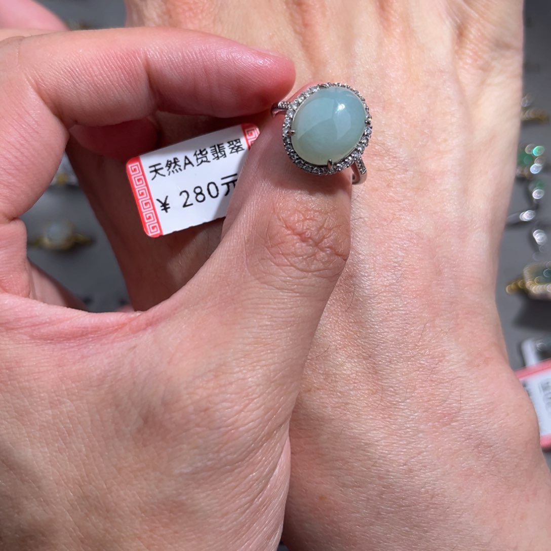 翡翠戒指银S925镶嵌jnjkkm