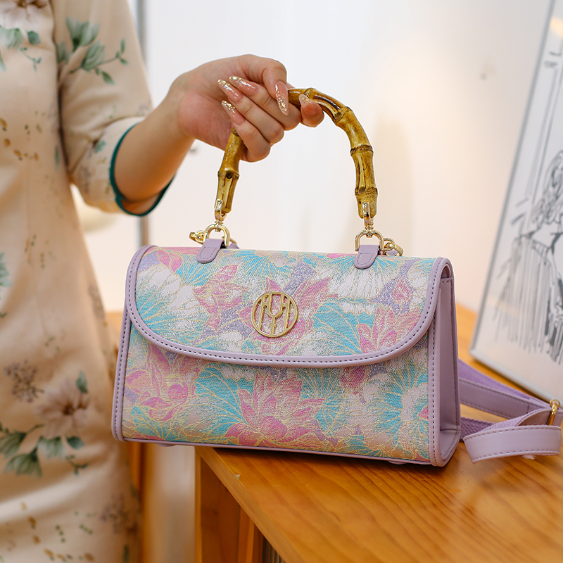 高品质旗袍皮革古风手提包复古女包波斯顿包晚宴民国风托特包05