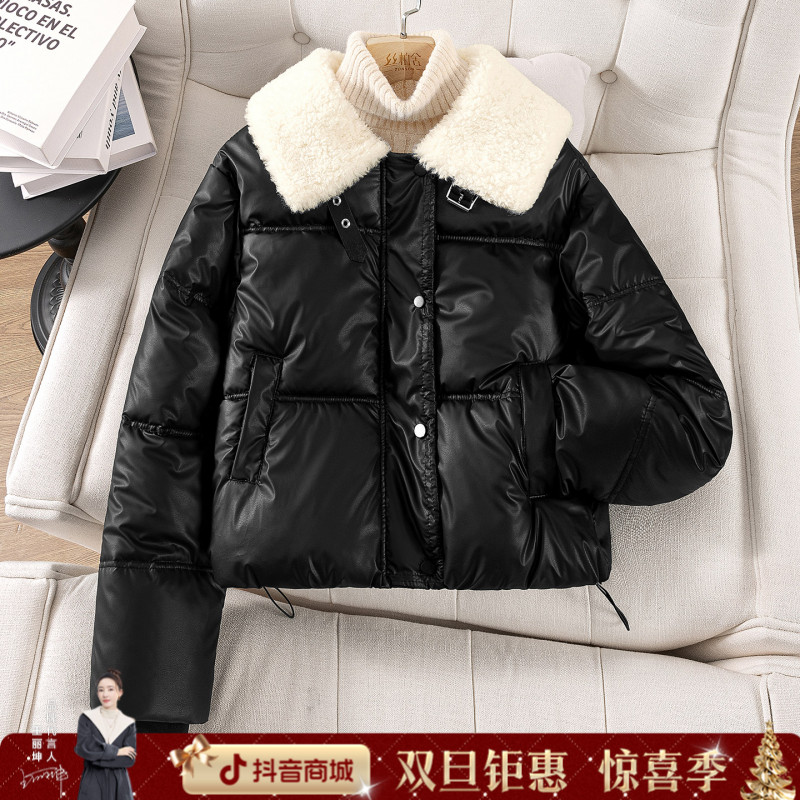 丝柏舍2025冬装新款女装简约宽松款长袖短款翻领棉衣S54F0051H