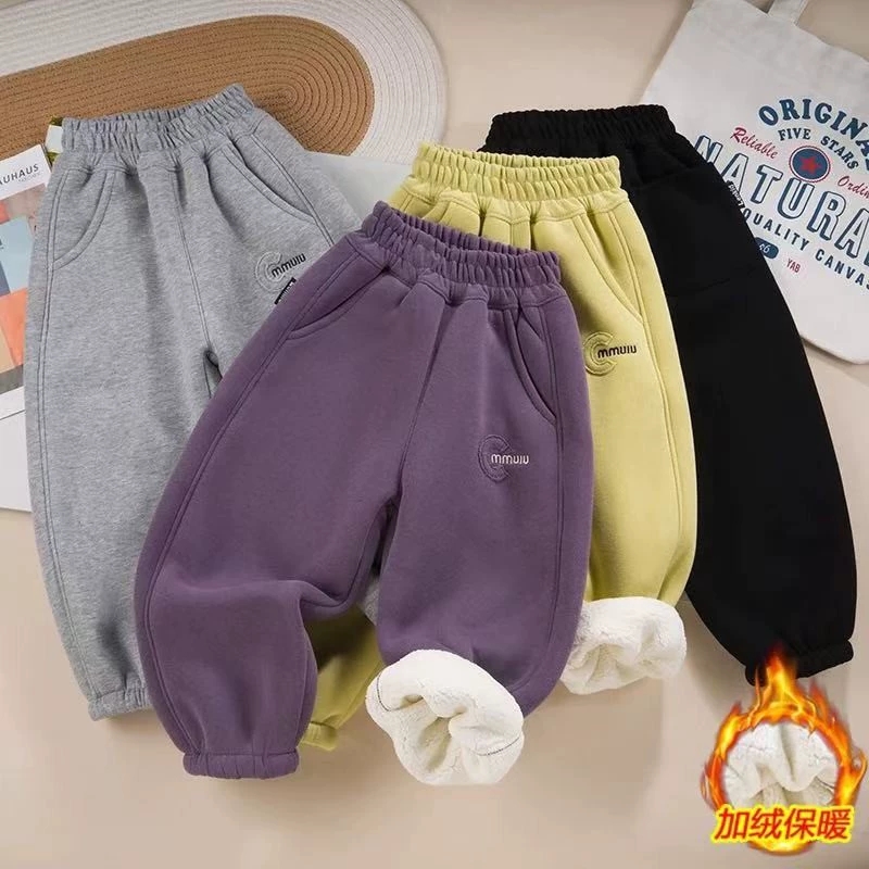 【粗针水洗棉】600克加厚男女童男童弯道卫裤宽松裤LenKid-贴布C