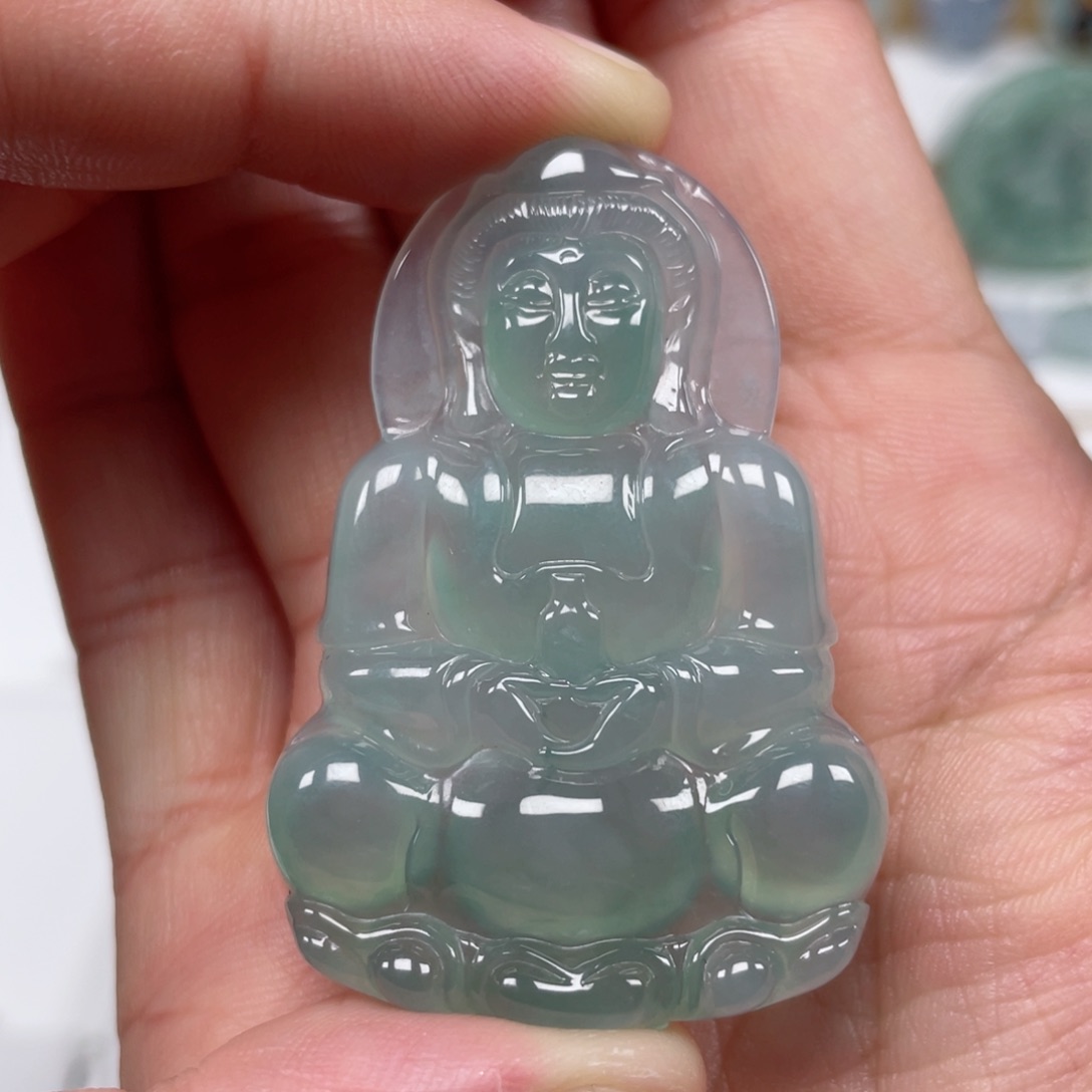 翡翠颈饰未镶嵌天然翡翠A货观音98号