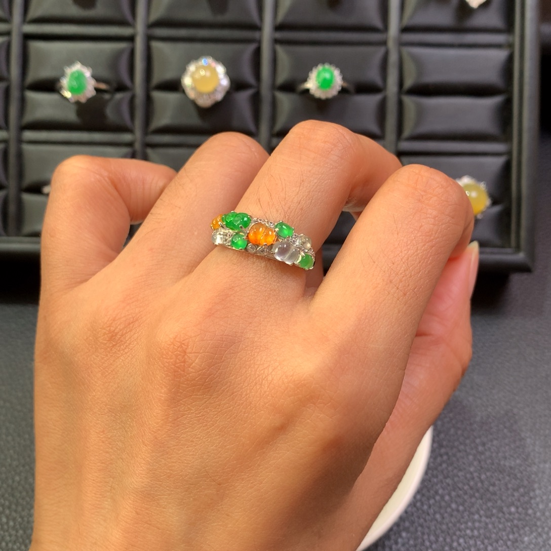 翡翠银S925镶嵌戒指