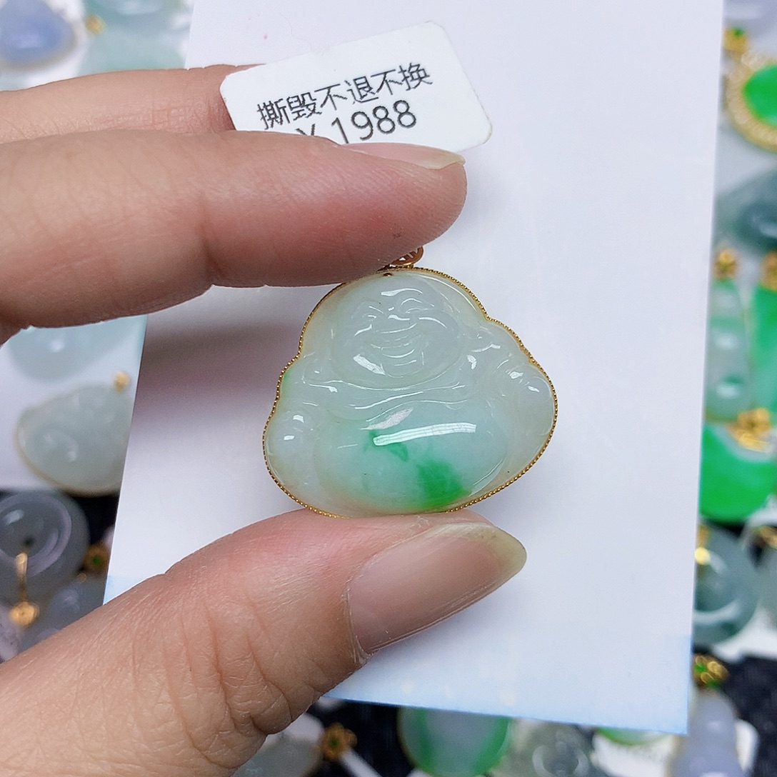 如****翡翠18K金镶嵌颈饰346896