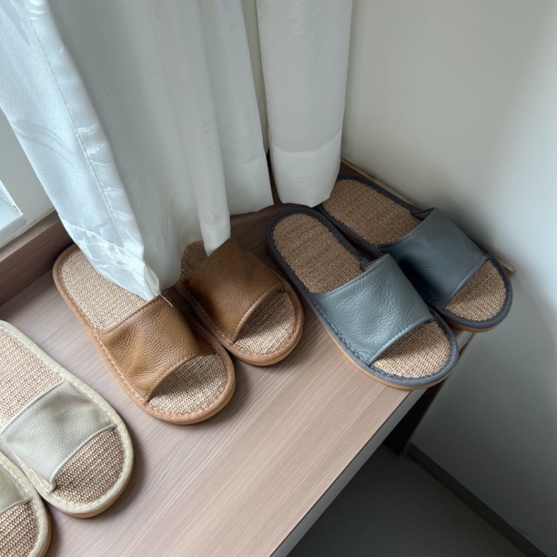 【三言优选】“小麻拖”高级感牛皮拖鞋春夏亚麻凉拖男女家居静音286