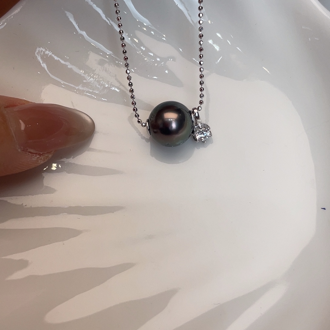 海水珍珠银S925镶嵌颈饰