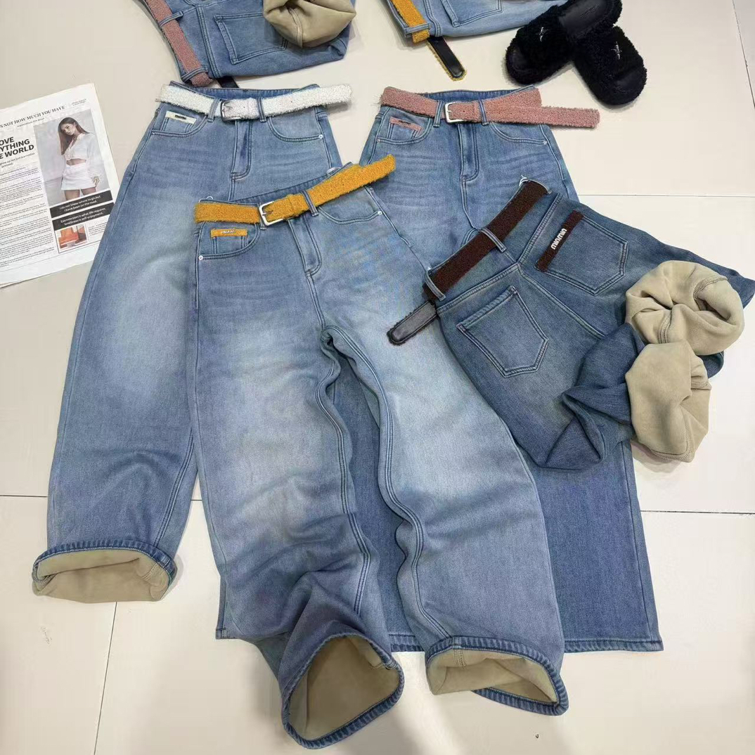 DD-7110秋冬加绒加厚水洗百搭显瘦直筒牛仔裤