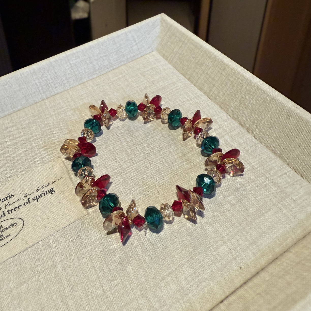 非金属仿水晶手链 【圣诞玫瑰】施家华子水晶