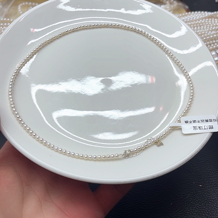 淡水珍珠天然珍珠项链银S925镶嵌16