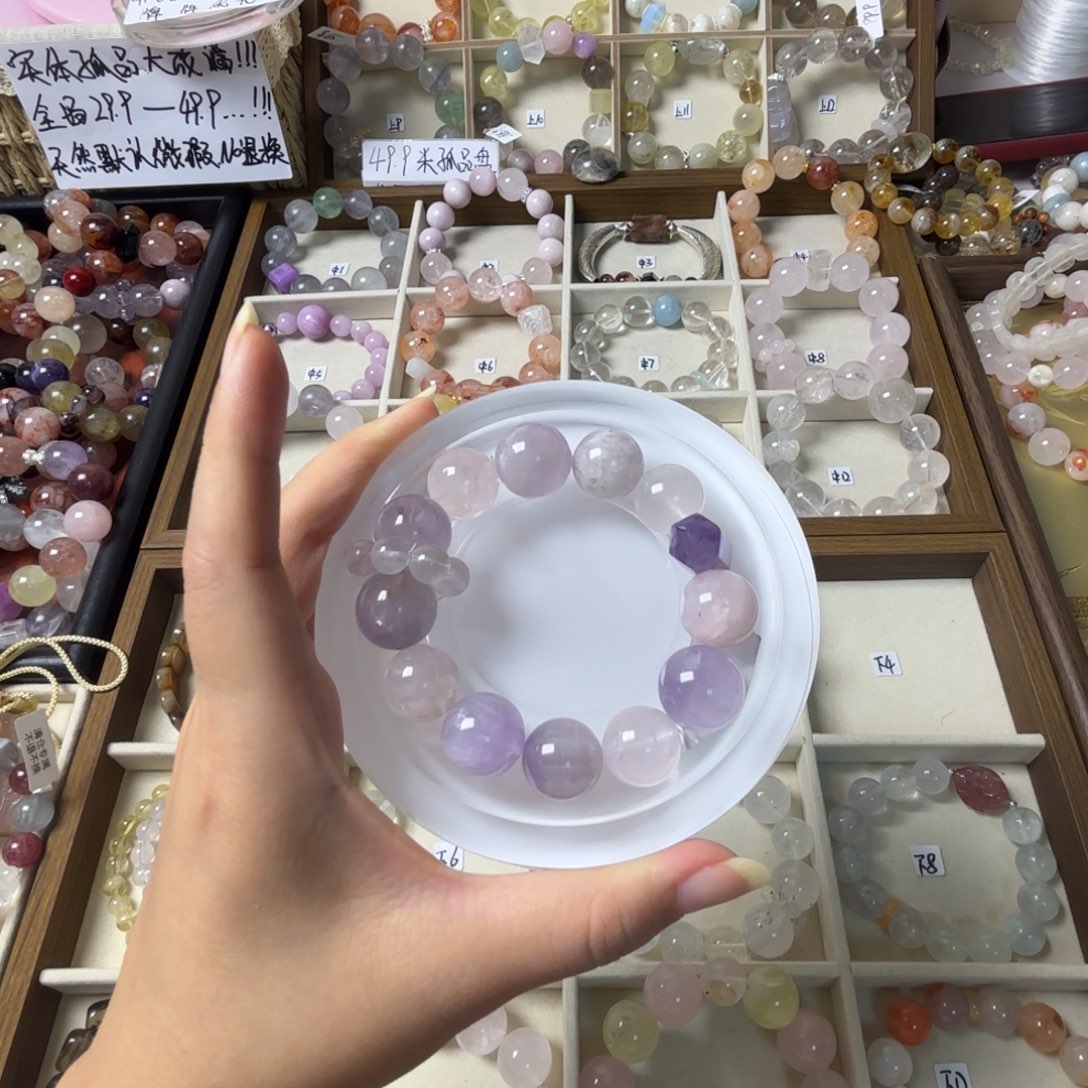 董***姐水晶手链未镶嵌048号紫兔毛