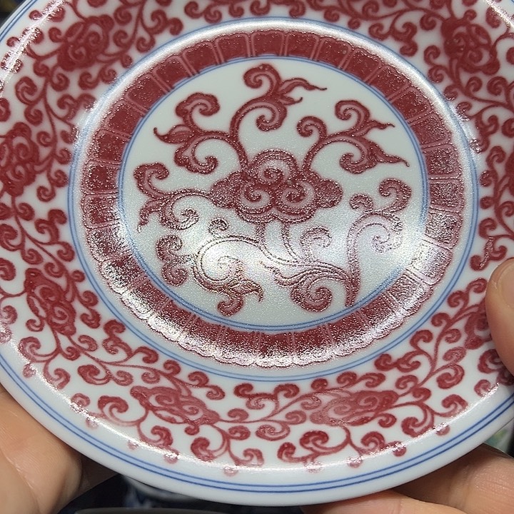 钱***妹手工青花釉里红缠枝莲壶承