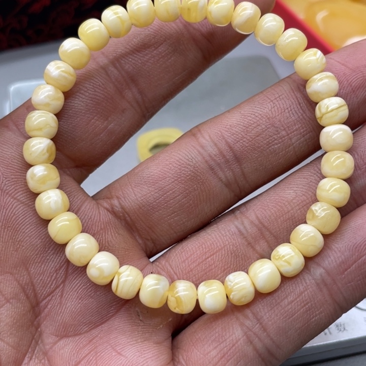 琥珀未镶嵌裸石手串