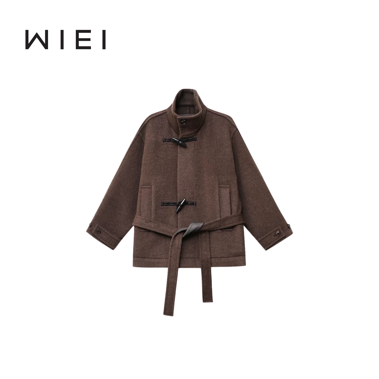 《 WI EI》摩卡外套*LE设计师款 荃羊毛 复古牛角扣毛呢外套 23907