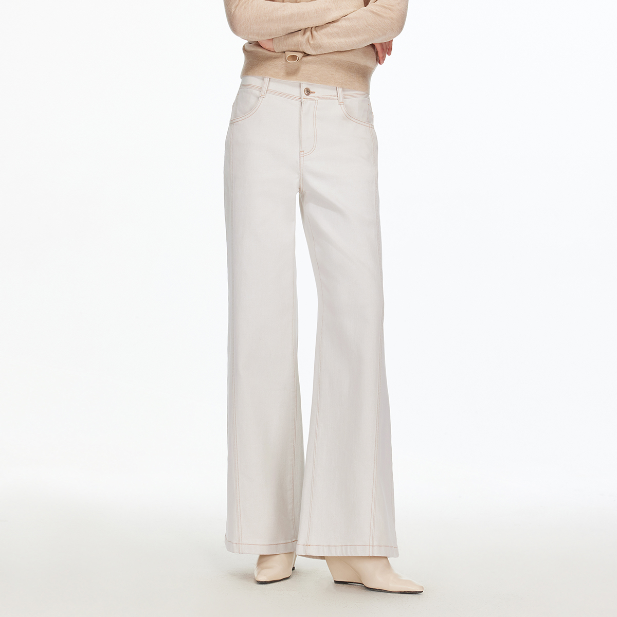 Vero Moda牛仔裤女2025冬季新款含棉高腰阔腿裤时尚百搭325432033