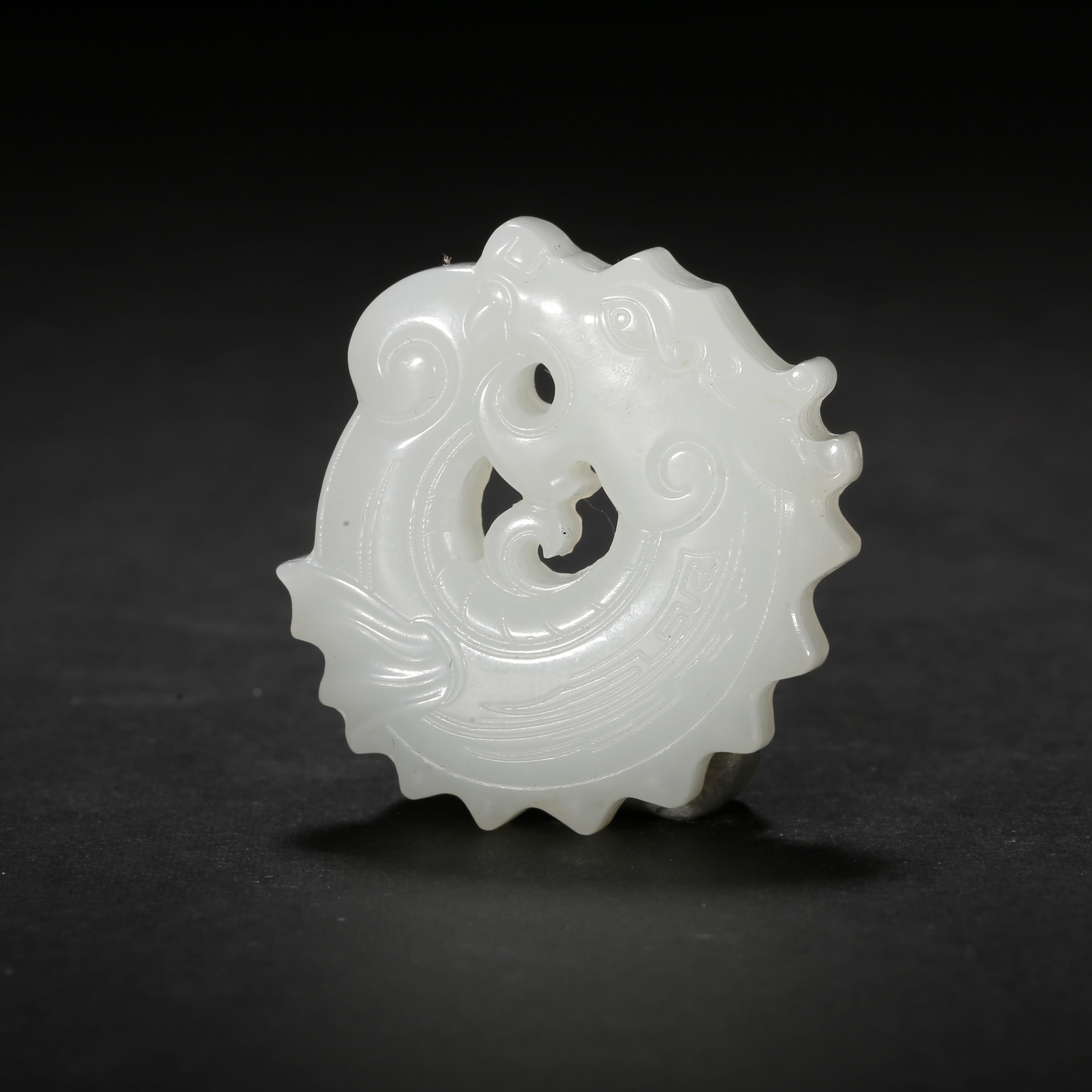 二十世纪*鱼化龙白玉佩/12LB5053/和田玉【北京文博】