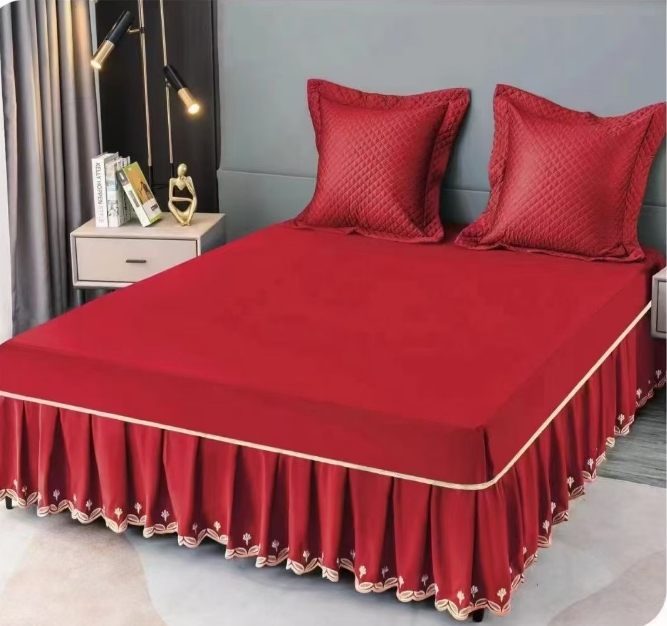 高端精品重工刺绣床罩单件（长2,4米）亲肤防滑