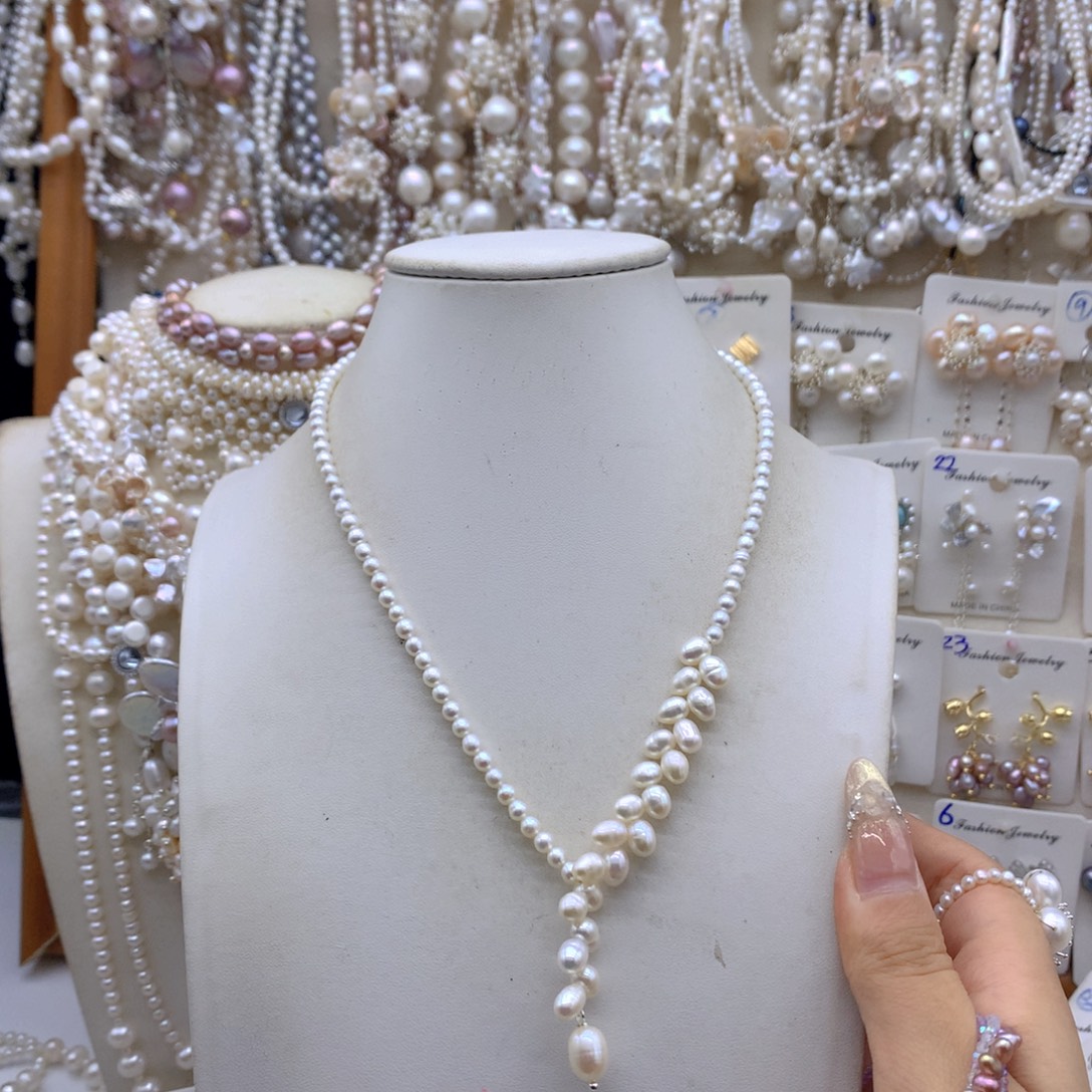 银S925镶嵌淡水珍珠项链耳饰