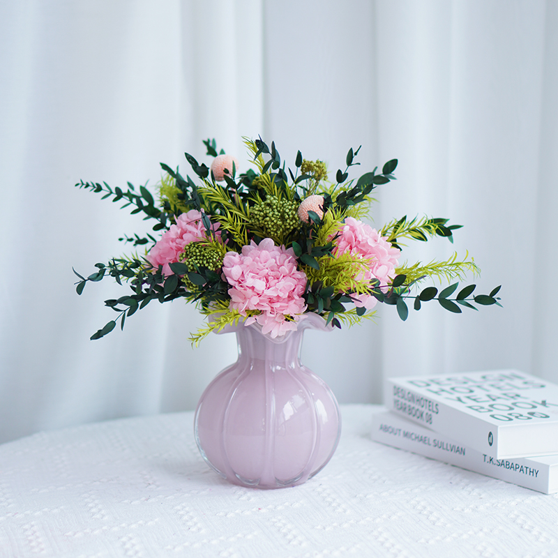 金玉满堂---圆形四面观，奶油轻法风卧室梳妆台餐桌永生花摆件