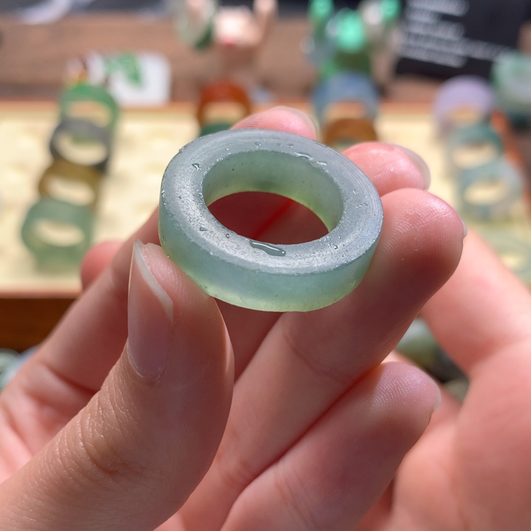 定制翡翠未镶嵌翡翠戒圈 葡萄肉 13-17