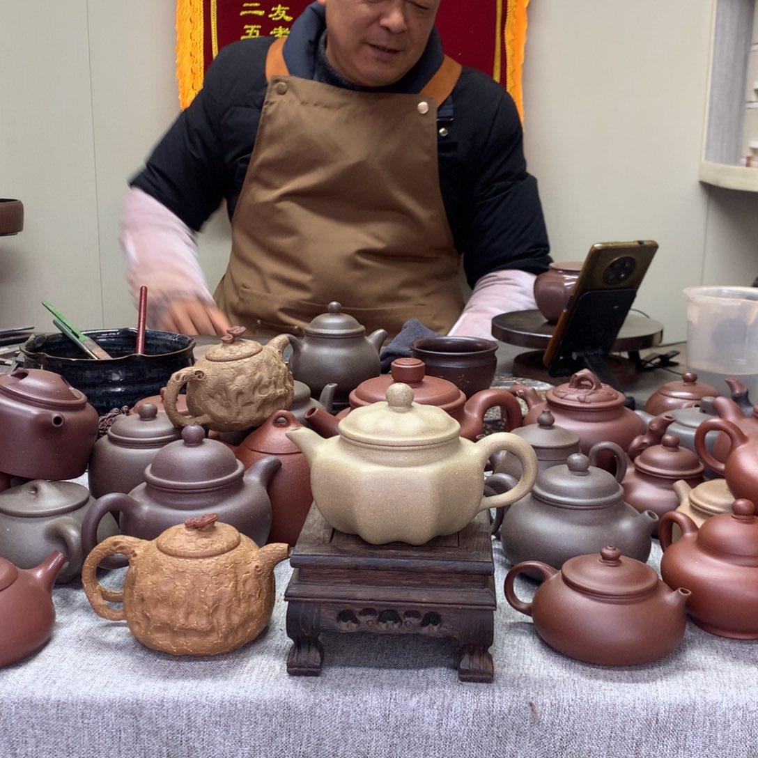 段泥茶壶深*蓝八面玲珑260C半手工制作