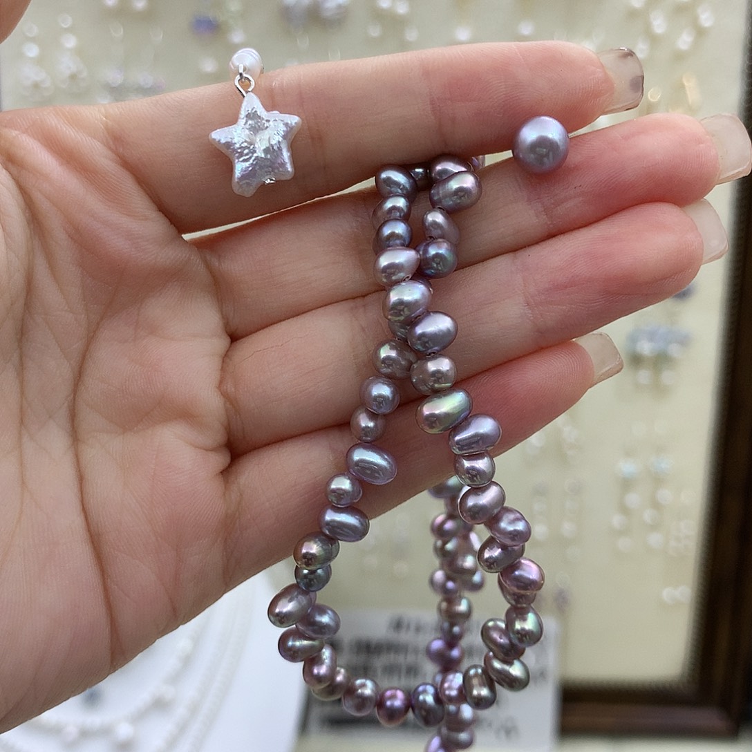 淡水珍珠耳饰银S925镶嵌