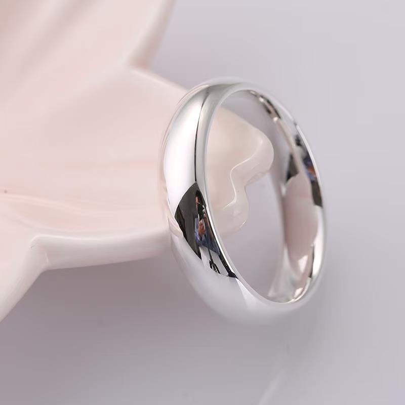 万足银 时尚经典精美素圈情侣开口戒指 货号036