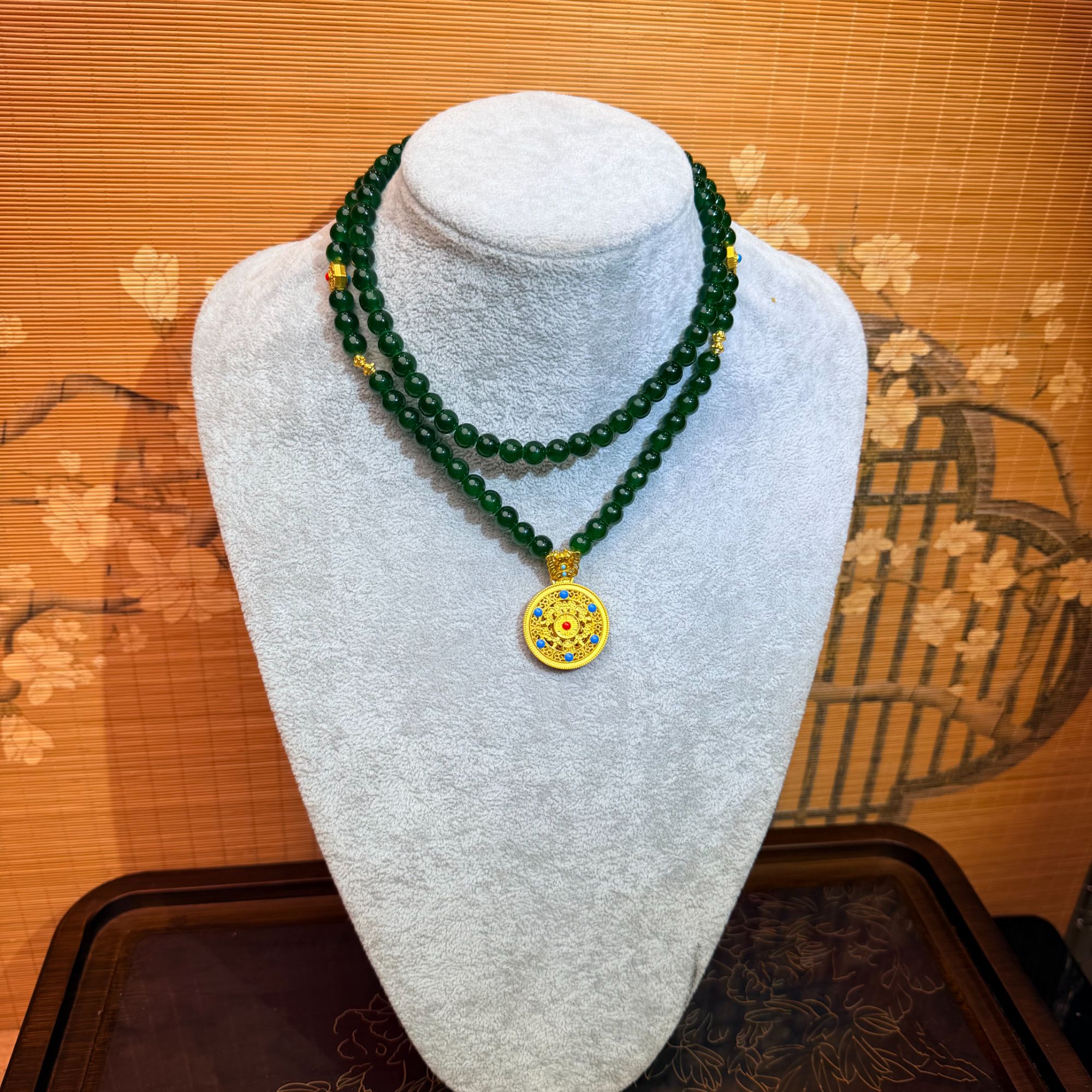 DL1221-五福圆满琉璃项链（无礼盒）