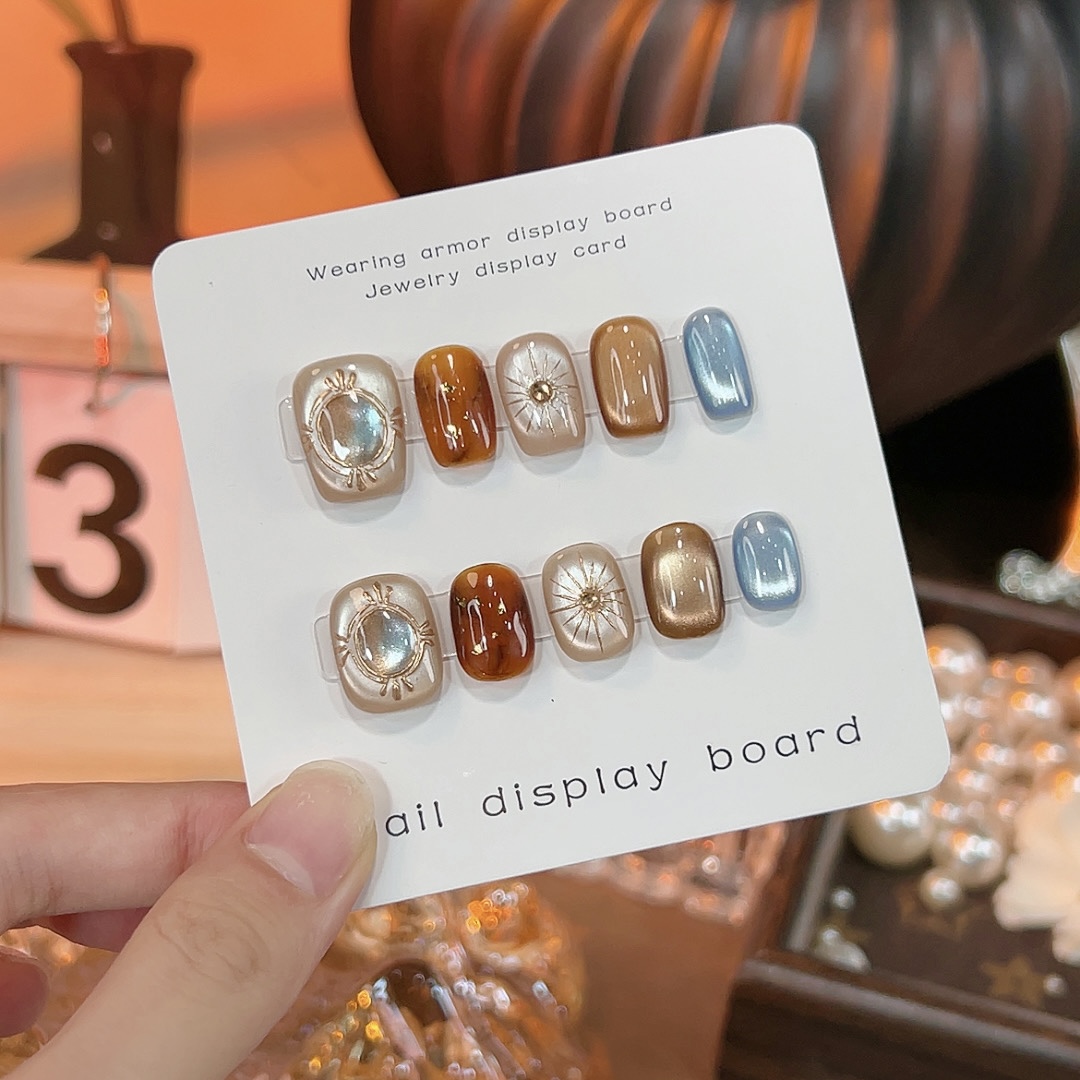 “太阳女神”  美甲穿戴甲显白高级百搭猫眼秋冬美甲10片装