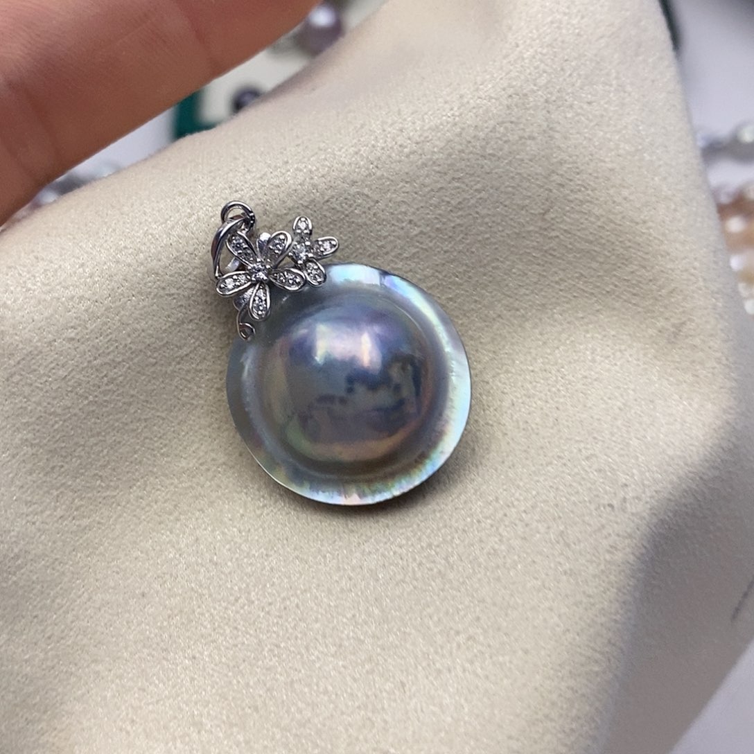 【闪购商品】拼合珍珠（马贝珠）颈饰银S925镶嵌30