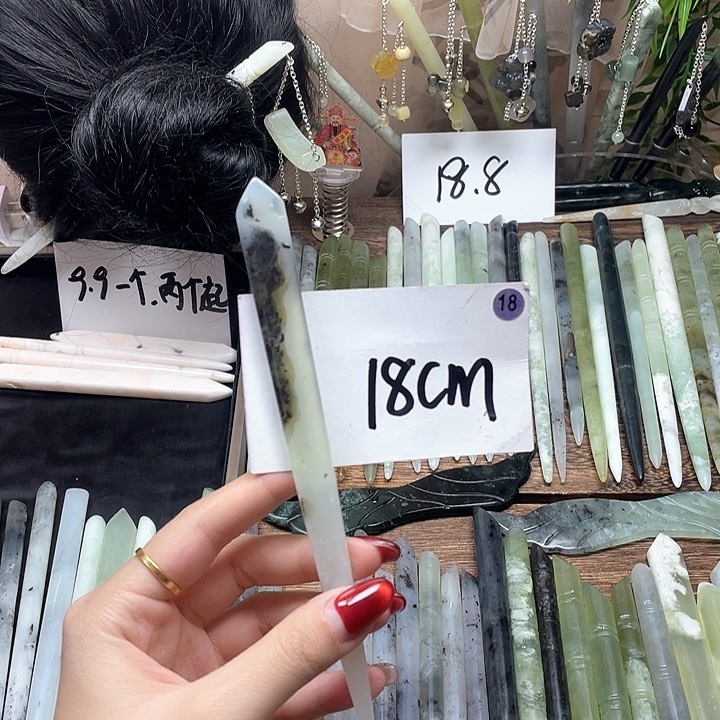 蛇纹石玉发饰合金