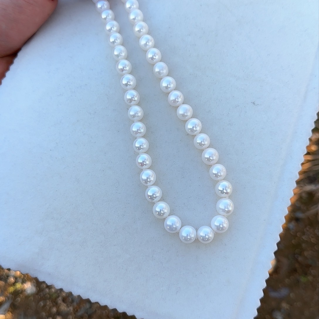 淡水珍珠颈饰银S925镶嵌9-10无核极光镜面正圆白亮