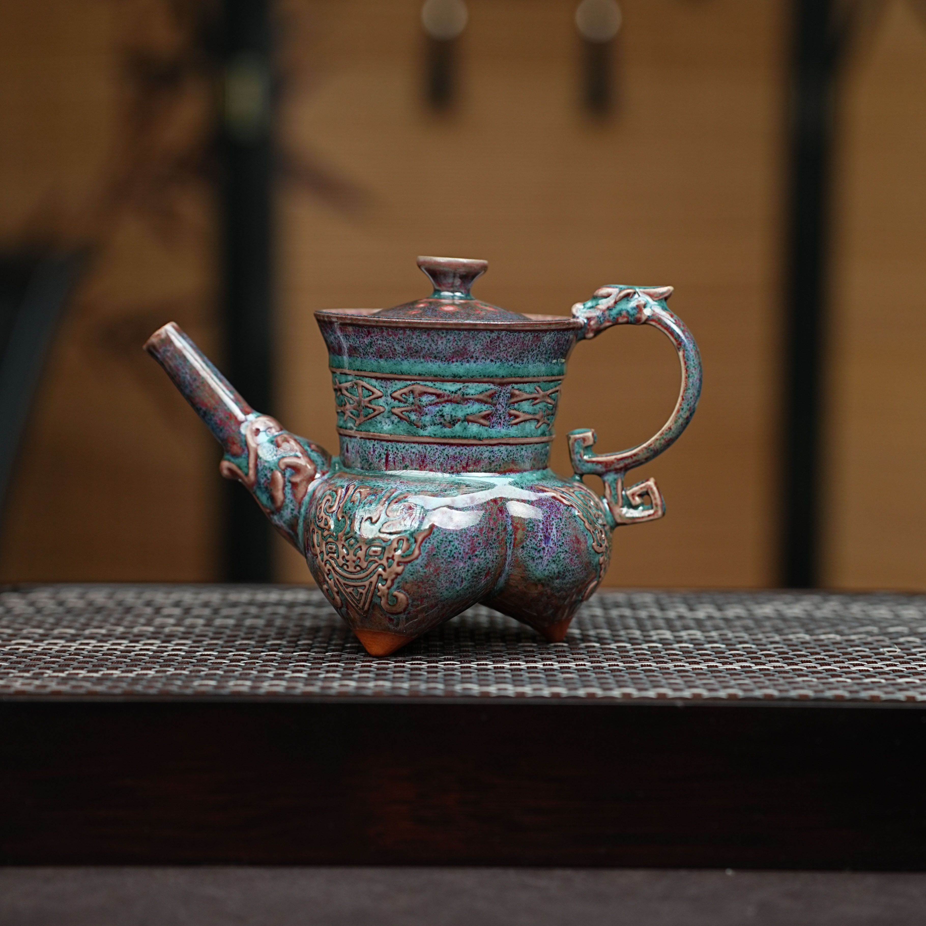 收藏级钧瓷国工大师原创禹州神垕原矿钧瓷非遗仰韶仰头壶